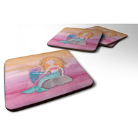 "Caroline's Treasures Blonde Mermaid Watercolor Decorative coasters, 3.5, Multicolor"