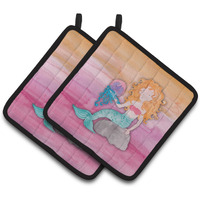 "Caroline's Treasures Blonde Mermaid Watercolor Decorated pot holder, 7.5"" x 7.5"", Multicolor"