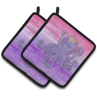"Caroline's Treasures Octopus Watercolor Decorated pot holder, 7.5"" x 7.5"", Multicolor"