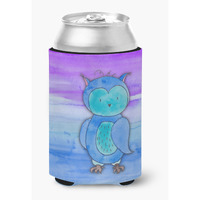 "Caroline's Treasures Blue Owl Watercolor Decorative Can Hugger, Multicolor"