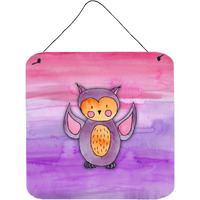 "Caroline's Treasures Pink and Purple Owl Watercolor Metal Print, 6"" x 6"", Multicolor"