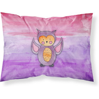 "Caroline's Treasures Pink and Purple Owl Watercolor Pillowcase, Standard, Multicolor"
