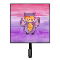 "Caroline's Treasures Pink and Purple Owl Watercolor Wall Hook, Small, Multicolor"