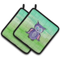 "Caroline's Treasures Purple Owl Watercolor Decorated pot holder, 7.5"" x 7.5"", Multicolor"