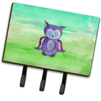 "Caroline's Treasures Purple Owl Watercolor Wall Hook, Triple, Multicolor"