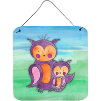 "Caroline's Treasures Momma and Baby Owl Watercolor Metal Print, 6"" x 6"", Multicolor"