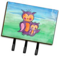 "Caroline's Treasures Momma and Baby Owl Watercolor Wall Hook, Triple, Multicolor"