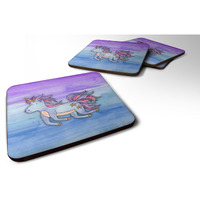 "Caroline's Treasures Blue Unicorn Watercolor Decorative coasters, 3.5, Multicolor"
