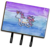 "Caroline's Treasures Blue Unicorn Watercolor Wall Hook, Triple, Multicolor"