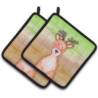 "Caroline's Treasures Deer Watercolor Decorated pot holder, 7.5"" x 7.5"", Multicolor"