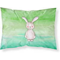 "Caroline's Treasures Bunny Rabbit Watercolor Printed, Polyester, 250 Thread count, Envelope closure Pillowcase, Standard, Multicolor"