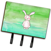 "Caroline's Treasures Bunny Rabbit Watercolor Wall Hook, Triple, Multicolor"