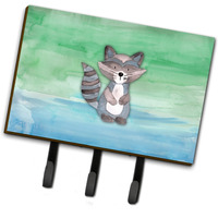 "Caroline's Treasures Raccoon Watercolor Wall Hook, Triple, Multicolor"