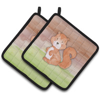 "Caroline's Treasures Squirrel Watercolor Decorated pot holder, 7.5"" x 7.5"", Multicolor"