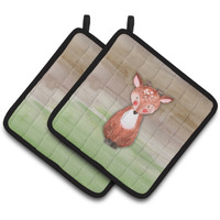 "Caroline's Treasures Baby Deer Watercolor Decorated pot holder, 7.5"" x 7.5"", Multicolor"