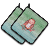 "Caroline's Treasures Brown Owl Watercolor Decorated pot holder, 7.5"" x 7.5"", Multicolor"
