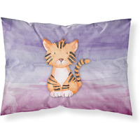 "Caroline's Treasures Tiger Cub Watercolor Printed, Polyester, 250 Thread count, Envelope closure Pillowcase, Standard, Multicolor"