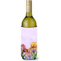 "Caroline's Treasures BB7445LITERK Purple and Yellow Iris Wine Bottle Hugger cold-beverage-koozies, 750 ml, Multicolor"