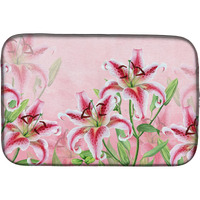 "Caroline's Treasures Pink Lillies Dish Drying Mat, 14"" x 21"", Multicolor"
