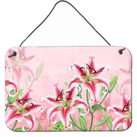 Caroline's Treasures Pink Lillies Door Hanging Prints wall-decor