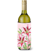 "Caroline's Treasures BB7446LITERK Pink Lillies Wine Bottle Hugger cold-beverage-koozies, 750 ml, Multicolor"