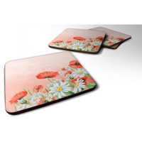 "Caroline's Treasures BB7448FC Poppies and Chamomiles Foam Set of 4 coasters, Multicolor"