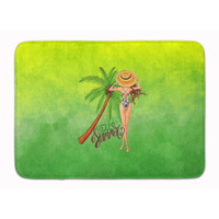 "Caroline's Treasures Hello Summer Lady in Swimsuit Machine Washable Memory Foam Mat doormats, Multicolor"