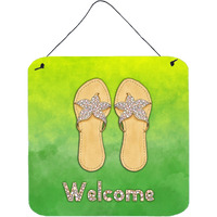 "Caroline's Treasures Flip Flops Welcome Door Hanging Prints wall-decor, Multicolor"