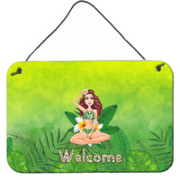 "Caroline's Treasures Welcome Lady in Bikini Summer Door Hanging Prints wall-decor, Multicolor"
