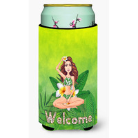 "Caroline's Treasures BB7457TBC Welcome Lady in Bikini Summer Tall Boy Hugger cold-beverage-koozies, Multicolor"