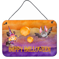 "Caroline's Treasures Halloween Little Witch and Bat Door Hanging Prints wall-decor, Multicolor"