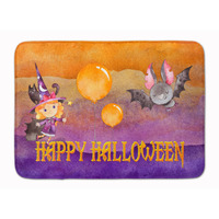 "Caroline's Treasures Halloween Little Witch and Bat Machine Washable Memory Foam Mat doormats, Multicolor"