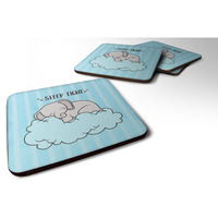 "Caroline's Treasures BB7475FC Nursery Sleep Tight Elephant Foam Set of 4 coasters, Multicolor"