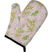 "Caroline's Treasures Watercolor Leaves Pink Decorated Oven Mitt, 12"" x 8.5"", Multicolor"