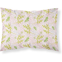 "Caroline's Treasures Watercolor Leaves Pink Printed, Polyester, 250 Thread count, Envelope closure Pillowcase, Standard, Multicolor"