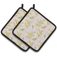 "Caroline's Treasures Watercolor Leaves Pink Decorated Pot Holder, 7.5"" x 7.5"", Multicolor"