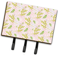 "Caroline's Treasures Watercolor Leaves Pink Wall Hook, Triple, Multicolor"