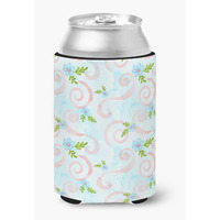 "Caroline's Treasures Watercolor Blue Flowers and Swirls Decorative Can Hugger, Multicolor"
