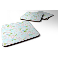"Caroline's Treasures Watercolor Blue Flowers and Swirls Decorative coasters, 3.5, Multicolor"