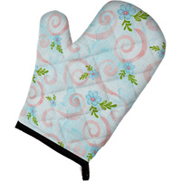 "Caroline's Treasures Watercolor Blue Flowers and Swirls Decorated Oven Mitt, 12"" x 8.5"", Multicolor"