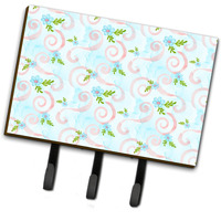 "Caroline's Treasures Watercolor Blue Flowers and Swirls Wall Hook, Triple, Multicolor"