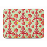 "Caroline's Treasures Red Christmas Tree and Ornaments Floor Mat, 19"" H x 27"" W, Multicolor"