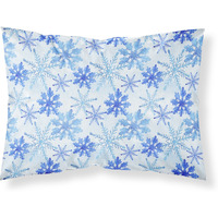"Caroline's Treasures ""Blue Snowflakes Watercolor"" Printed, Polyester Envelope Closure pillowcase, Standard, Multicolor"