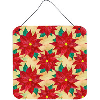 "Caroline's Treasures Poinsettia Christmas Metal Print, 6"" H x 6"" W, Multicolor"