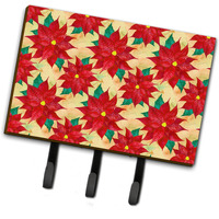 "Caroline's Treasures Poinsettia Christmas Wall Hook, Triple, Multicolor"