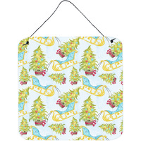 "Caroline's Treasures Christmas Tree and Sleigh Metal Print, 6"" H x 6"" W, Multicolor"