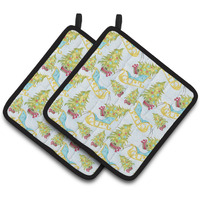 "Caroline's Treasures Christmas Tree and Sleigh Decorated Pot Holder, 7.5"" x 7.5"", Multicolor"