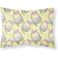 "Caroline's Treasures Easter Basket and Eggs Printed, Polyester, 250 Thread count, Envelope closure Pillowcase, Standard, Multicolor"