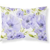 "Caroline's Treasures Watercolor Blue Flowers Printed, Polyester, 250 Thread count, Envelope closure Pillowcase, Standard, Multicolor"