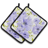 "Caroline's Treasures Watercolor Blue Flowers Decorated Pot Holder, 7.5"" x 7.5"", Multicolor"